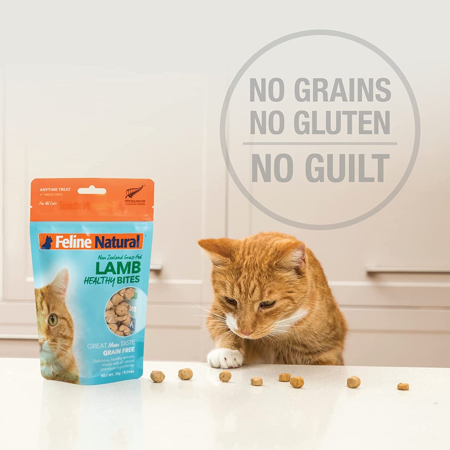Freeze Dried Cat Treats – New Zealand Single-Source Protein Treats for Cats - Grain-Free Healthy Cat Snacks, Lamb Bites, 1.76Oz