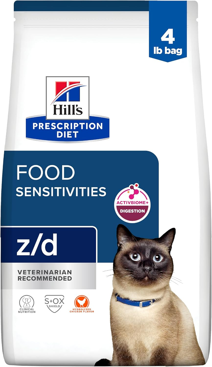 Z/D Skin/Food Sensitivities Hydrolyzed Dry Cat Food, Veterinary Diet, 4 Lb. Bag