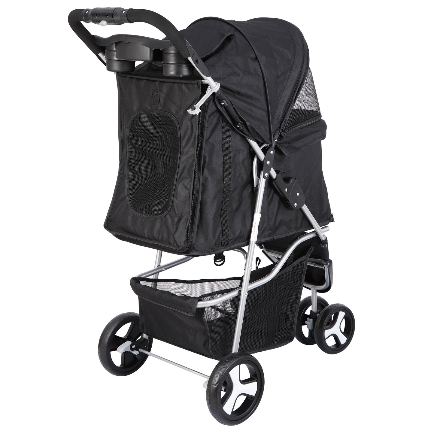 3 Wheel Foldable Pet Stroller for Small Dog Max. 33LBS W/Storage Basket