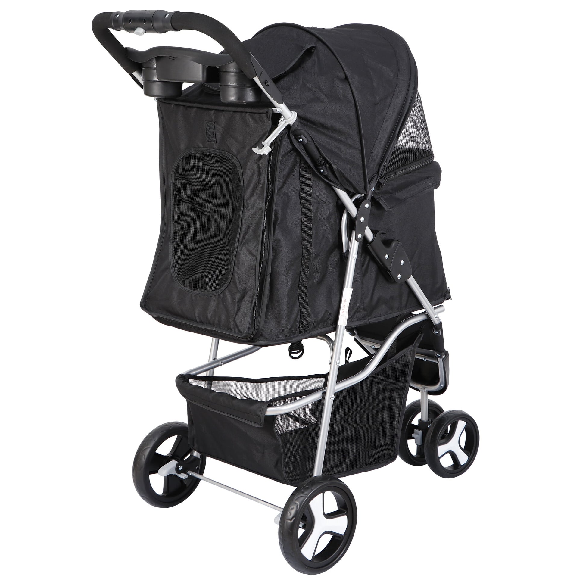 3 Wheel Foldable Pet Stroller for Small Dog Max. 33LBS W/Storage Basket