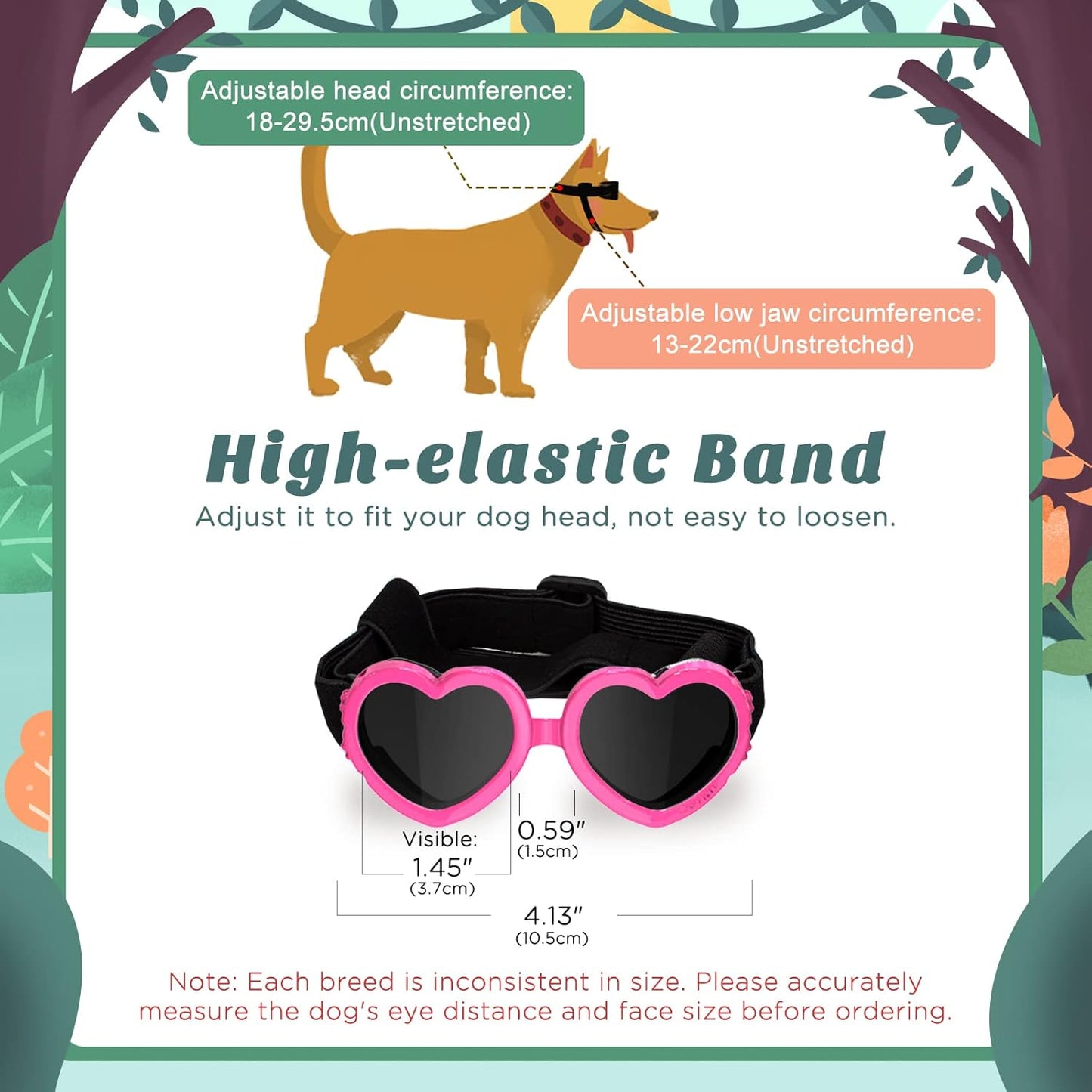 2 Pack Small Dog Sunglasses UV Protection Goggles Eye Wear Protection with Adjustable Strap Doggy Heart Shape Anti-Fog Sunglasses for Pet Dogs Sun Glasses Doggie Windproof Glasses, Pink