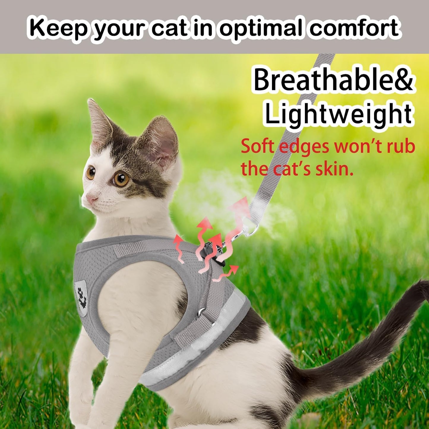 Cat Harnesses and Puppy Harness with Leashes Set, Escape Proof Cat Harness, Adjustable Reflective Soft Mesh Vest Fit Puppy Kitten Rabbit Ferrets'S Outdoor Harness