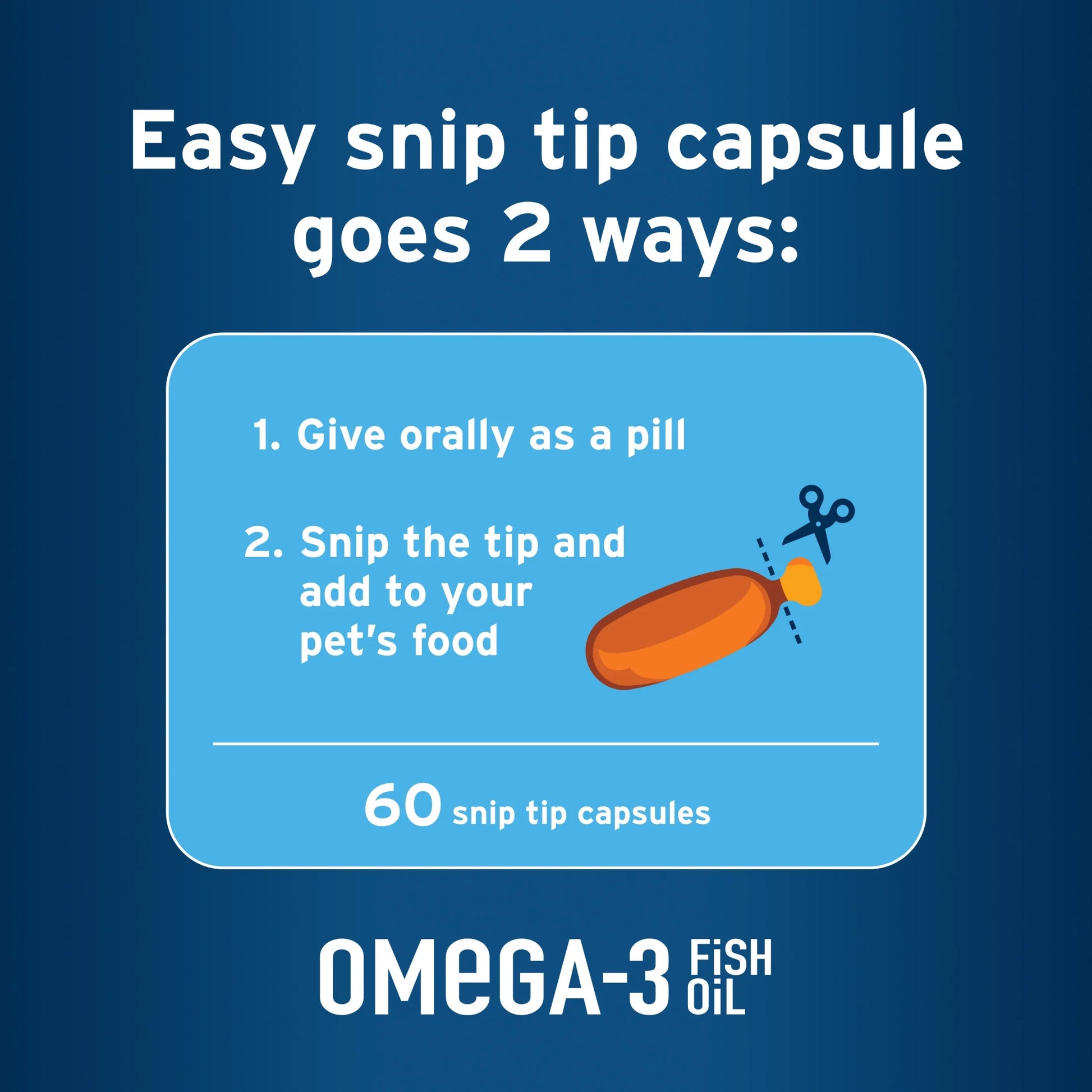 Cat & Small Dog Omega-3 Supplement, Free Form Blend, 60 Snip-Tip Capsules