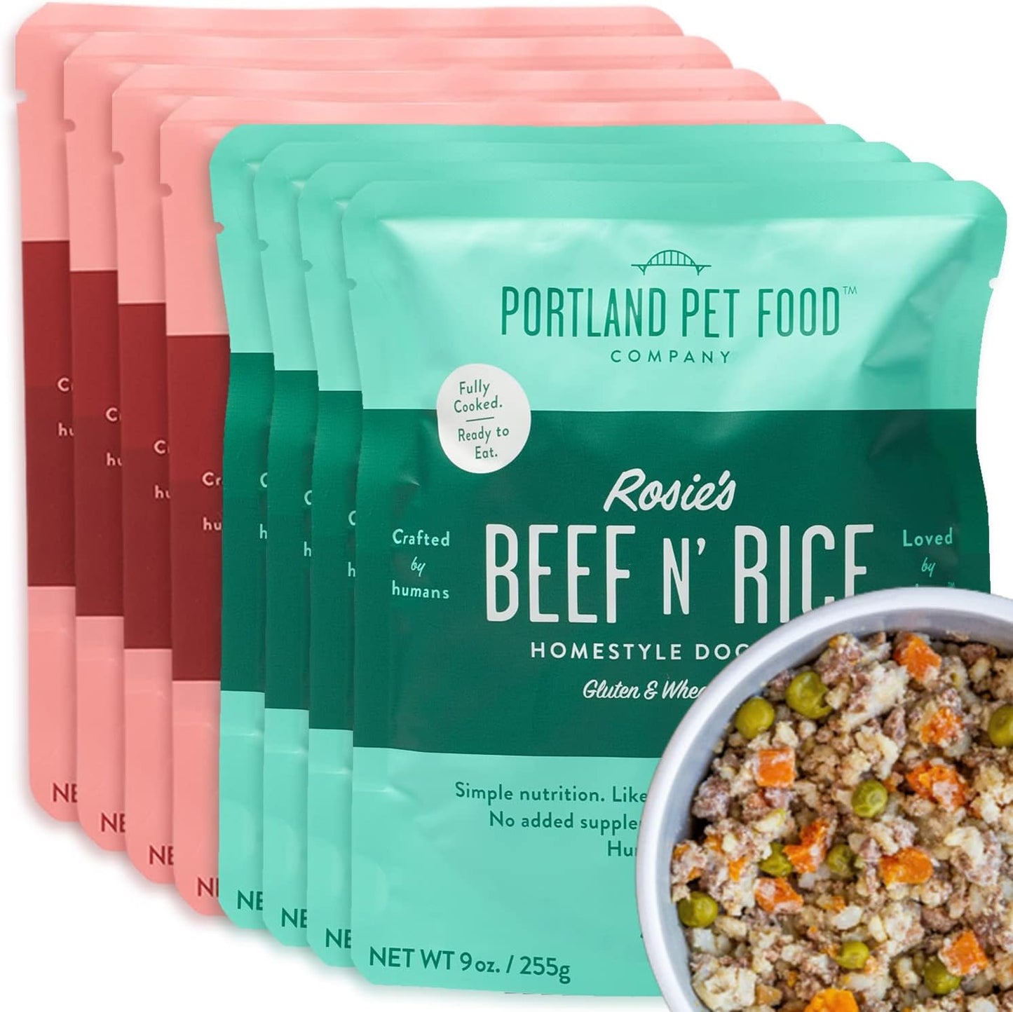 Fresh Dog Food Pouches - Human-Grade Toppers Wet Pet Meal & Mixers - Small & Large Breed Puppy & Senior Dogs - Gluten-Free, Limited Ingredient Salmon & Beef - 8 Pack Variety
