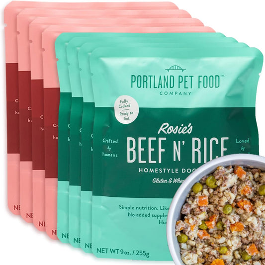 Fresh Dog Food Pouches - Human-Grade Toppers Wet Pet Meal & Mixers - Small & Large Breed Puppy & Senior Dogs - Gluten-Free, Limited Ingredient Salmon & Beef - 8 Pack Variety