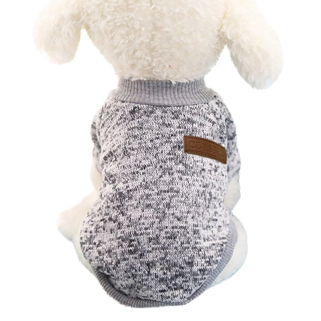 Pet Supplies Pet Dog Puppy Classic Sweater Sweater Clothes Warm Sweater Winter Grey