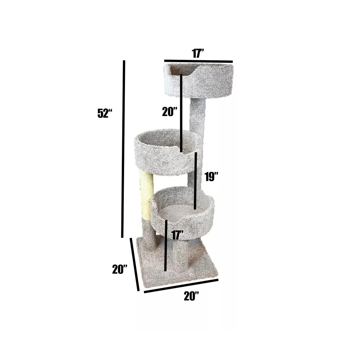 52-In Cat Tree & Condo Scratching Post Tower, Beige