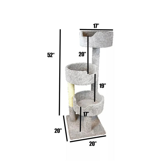 52-In Cat Tree & Condo Scratching Post Tower, Beige