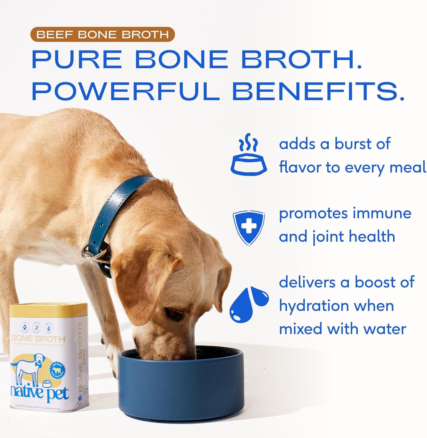 Bone Broth for Dogs and Cats - Made with Real Beef Bone Broth, Dog Food Toppers for Picky Eaters - Provides Extra Hydration & Nutrition for Joint Strength, Immunity & Heart Health-96 Scoops