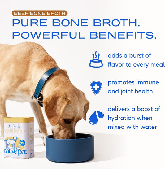 Bone Broth for Dogs and Cats - Made with Real Beef Bone Broth, Dog Food Toppers for Picky Eaters - Provides Extra Hydration & Nutrition for Joint Strength, Immunity & Heart Health-96 Scoops