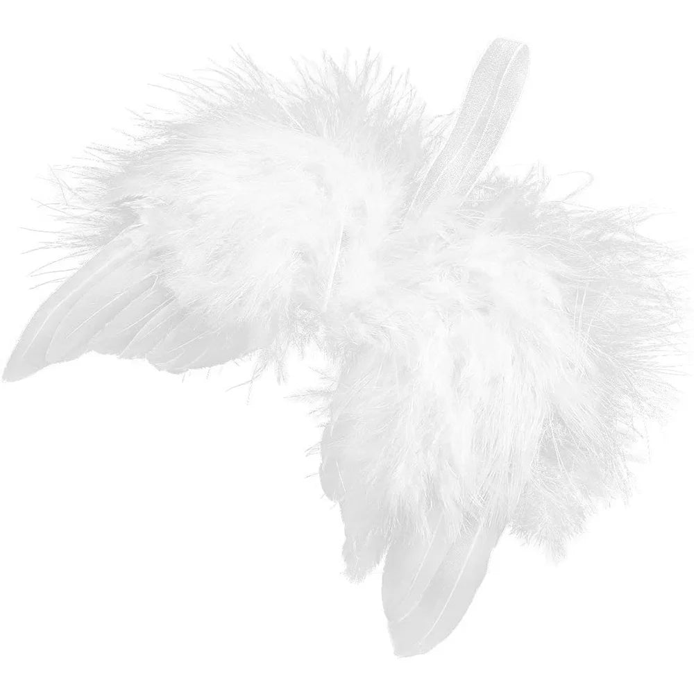 30 Pcs White Angel Wings Ornament- Christmas Tree Feather Hanging Decor - Handmade Exquisite Angel Wings Pendant for Xmas DIY Craft Home Wedding Prop Party Decoration
