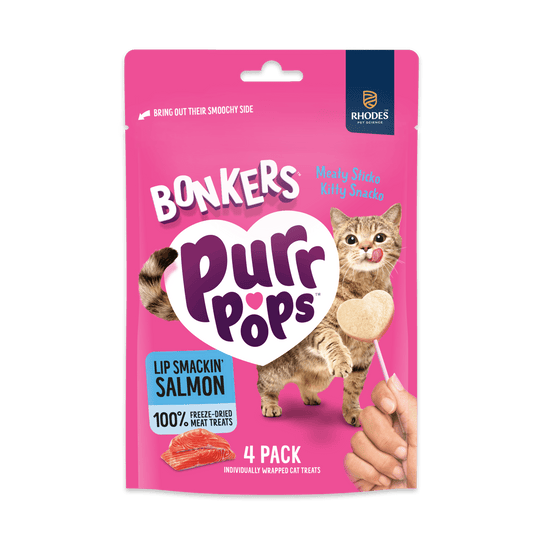 (4 Pack)  Purrpops Freeze-Dried Salmon Flavored Lollipop Treats for Cats, 4 Pack
