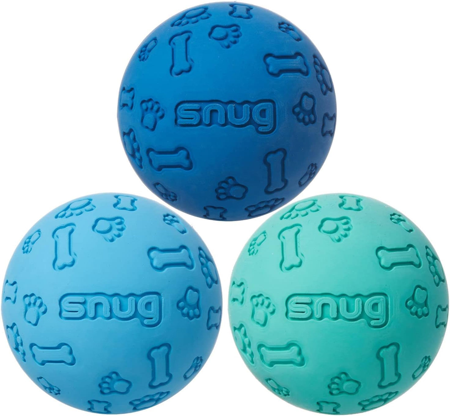 Rubber Dog Balls for Small and Medium Dogs - Tennis Ball Size - Virtually Indestructible (3 Pack - Cool)