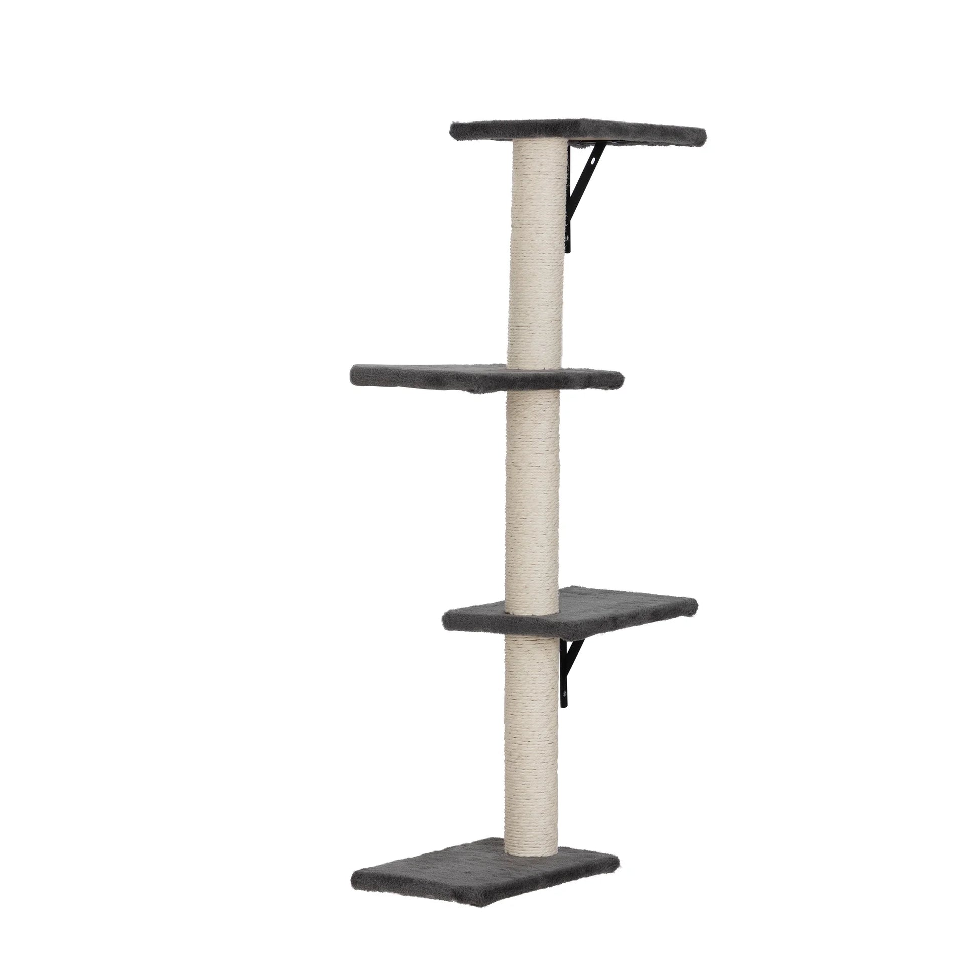 Cat Wall Shelves and Perches Set of 5, Indoor Cat Condo for Sleeping Playing Lounging Climbing Cat Tree House, Gray
