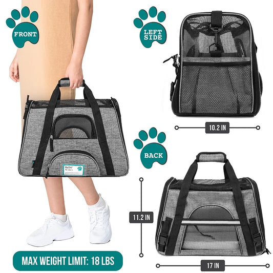 Airline Approved Pet Carrier for Cat, Soft Sided Dog Carrier for Small Dog, Cat Travel Supplies Accessories Indoor Cat, Ventilated Pet Carrying Bag Medium Large Kitten Puppy, Small Heather Gray