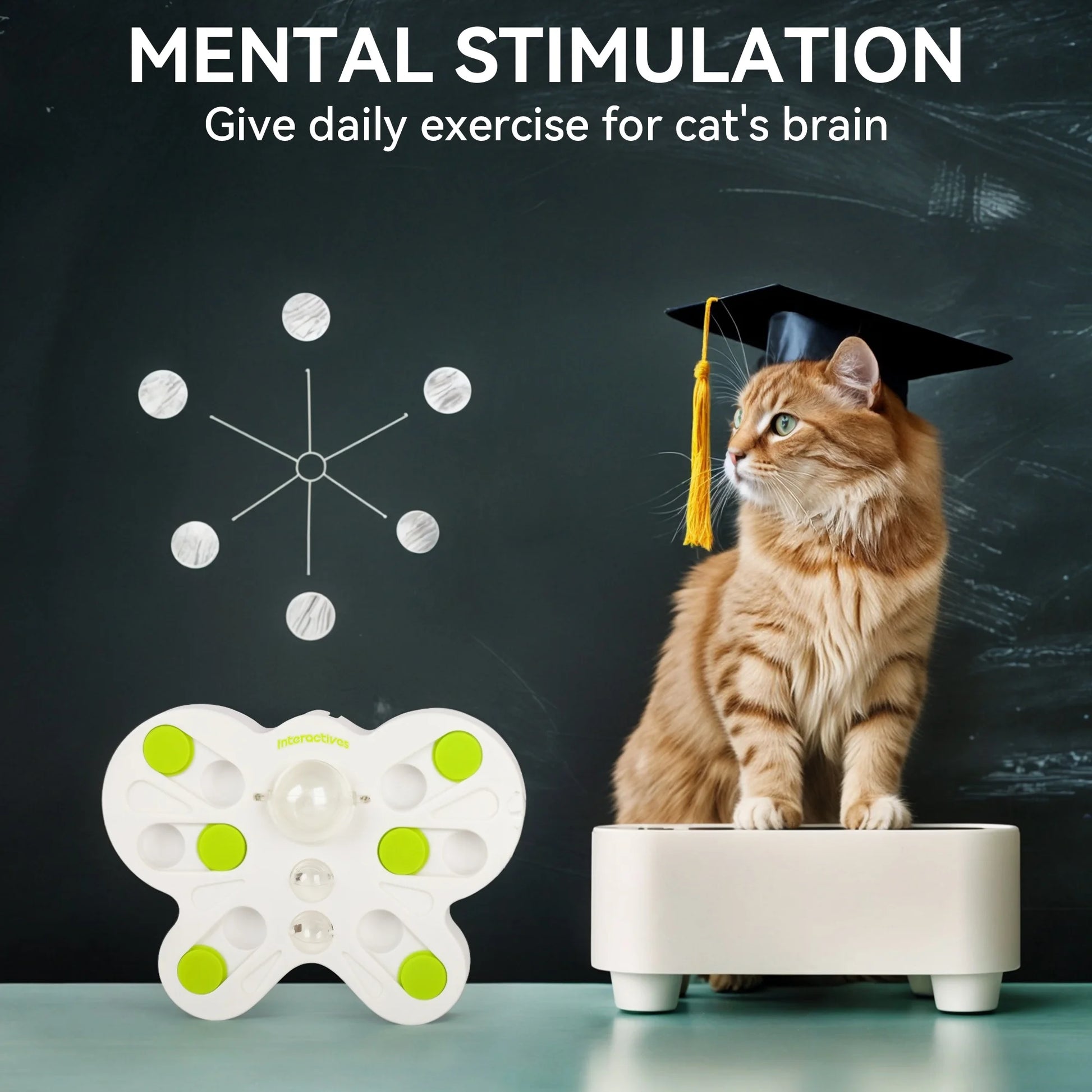 Interactive Cat Puzzle Feeder Toy, Cat Slow Puzzle Feeding Toy for Kitty IQ Training & Mental Stimulation, Butterfly