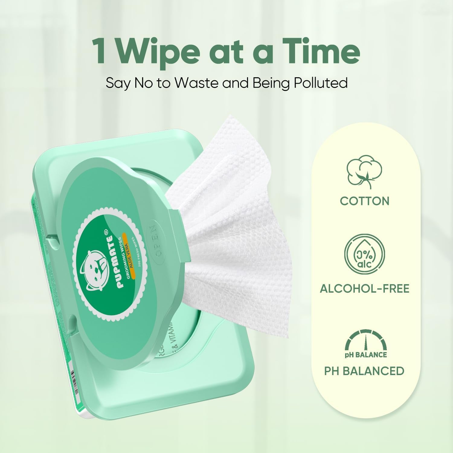 Pet Wipes for Dogs & Cats, Extra Moist & Thick Grooming Puppy Wipes with 100 Fresh Counts, Aloe Vera/Nature