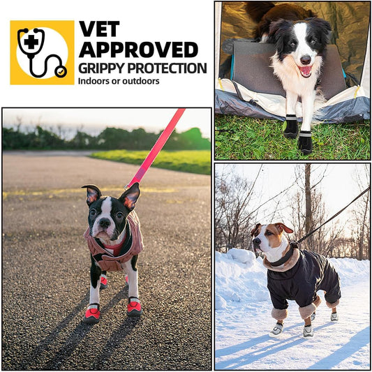 Dog Boots for Large Dogs, Dog Shoes for Winter Snow Hot Pavement, Paw Protector Dog Booties Designed for Comfort and Breathability, Outdoor Booties for Small Medium Dogs for Hiking Red Size 2