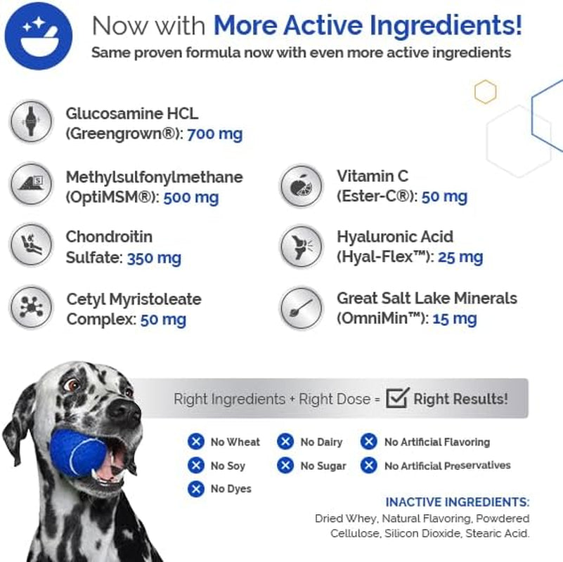Glycanaid HA Advanced Joint Nutrition for Dogs (150 Chewable Tablets) Made in USA with USA Ingredients: Glucosamine HCL, Chondroitin, Hyaluronic Acid, MSM