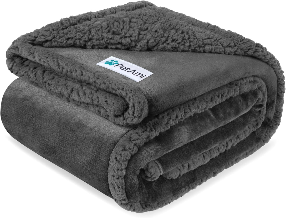 Waterproof Dog Blanket for Small Medium Dog Puppy Cat Throw for Couch Cover Leakproof Protection, Sherpa Fleece, Reversible Soft Washable 29X40 Gray Gray