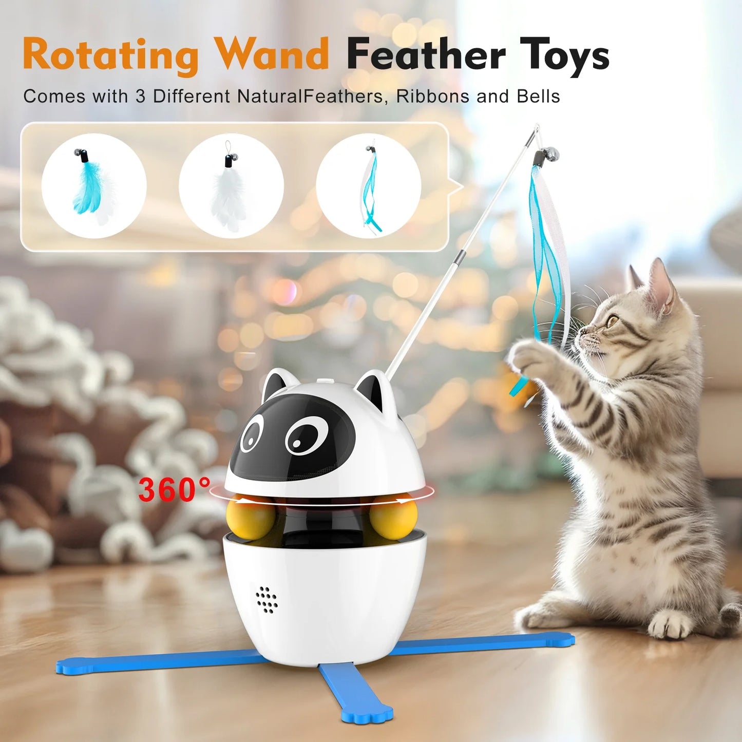 Indoor Automatic Cat Toy with Laser, Feather, and Rechargeable Features