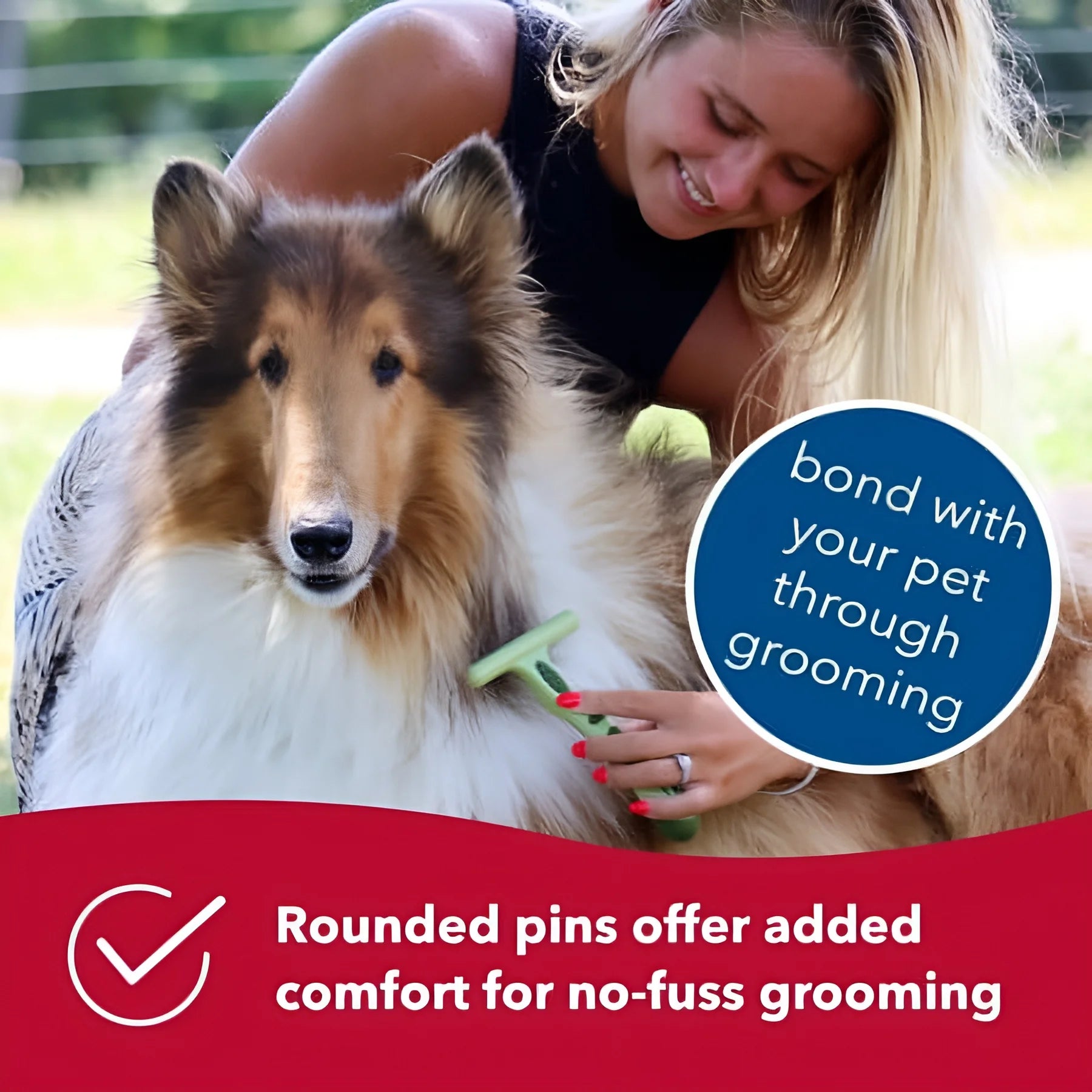 Safari Dog Single Row Undercoat Rake - Undercoat Brush for Dogs with Medium and Long Hair - Dog Detangler Comb and Dematting Brush - Single Row