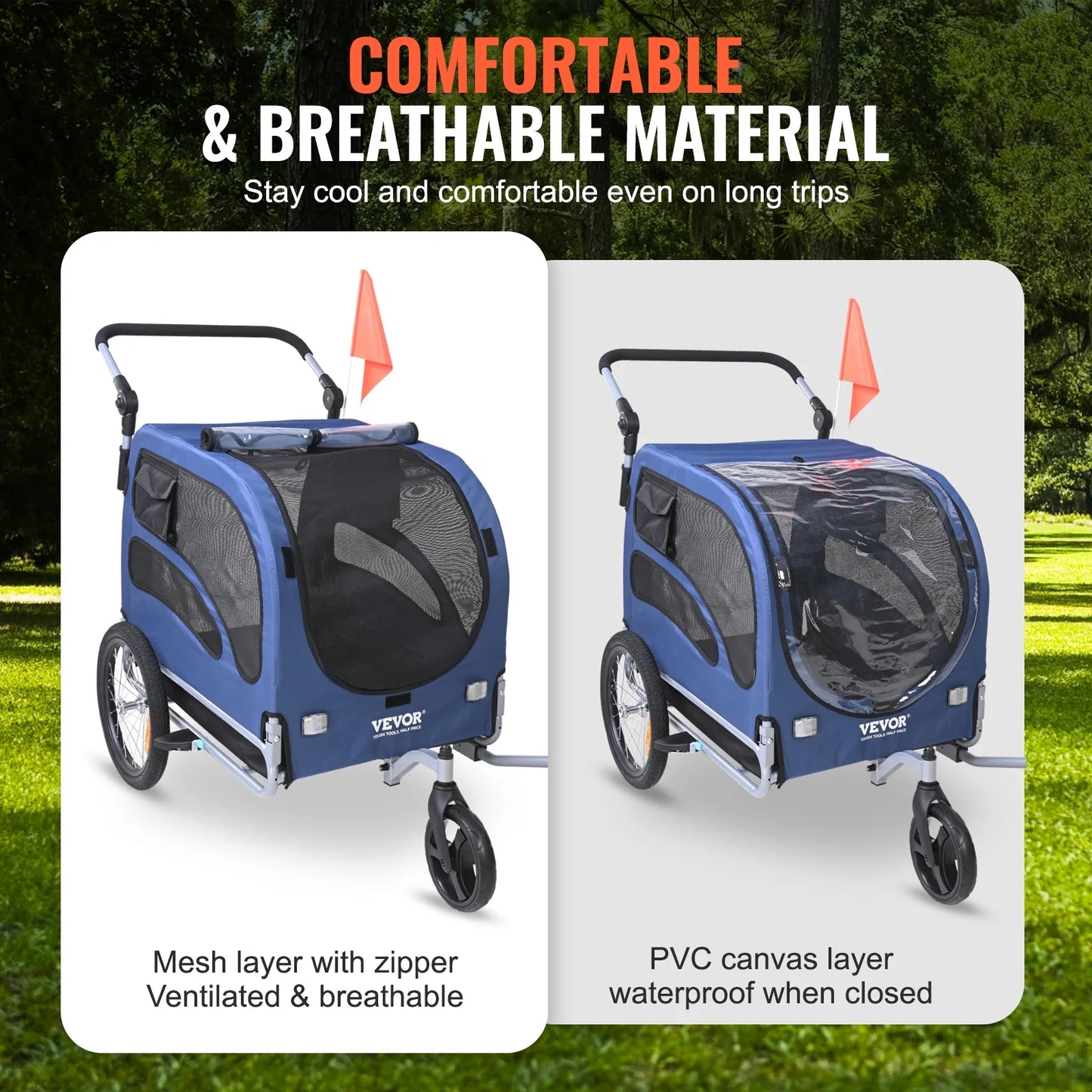 Pet Bicycle Trailer and Stroller, Water Resistant Bike Carrier Dogs and Cats