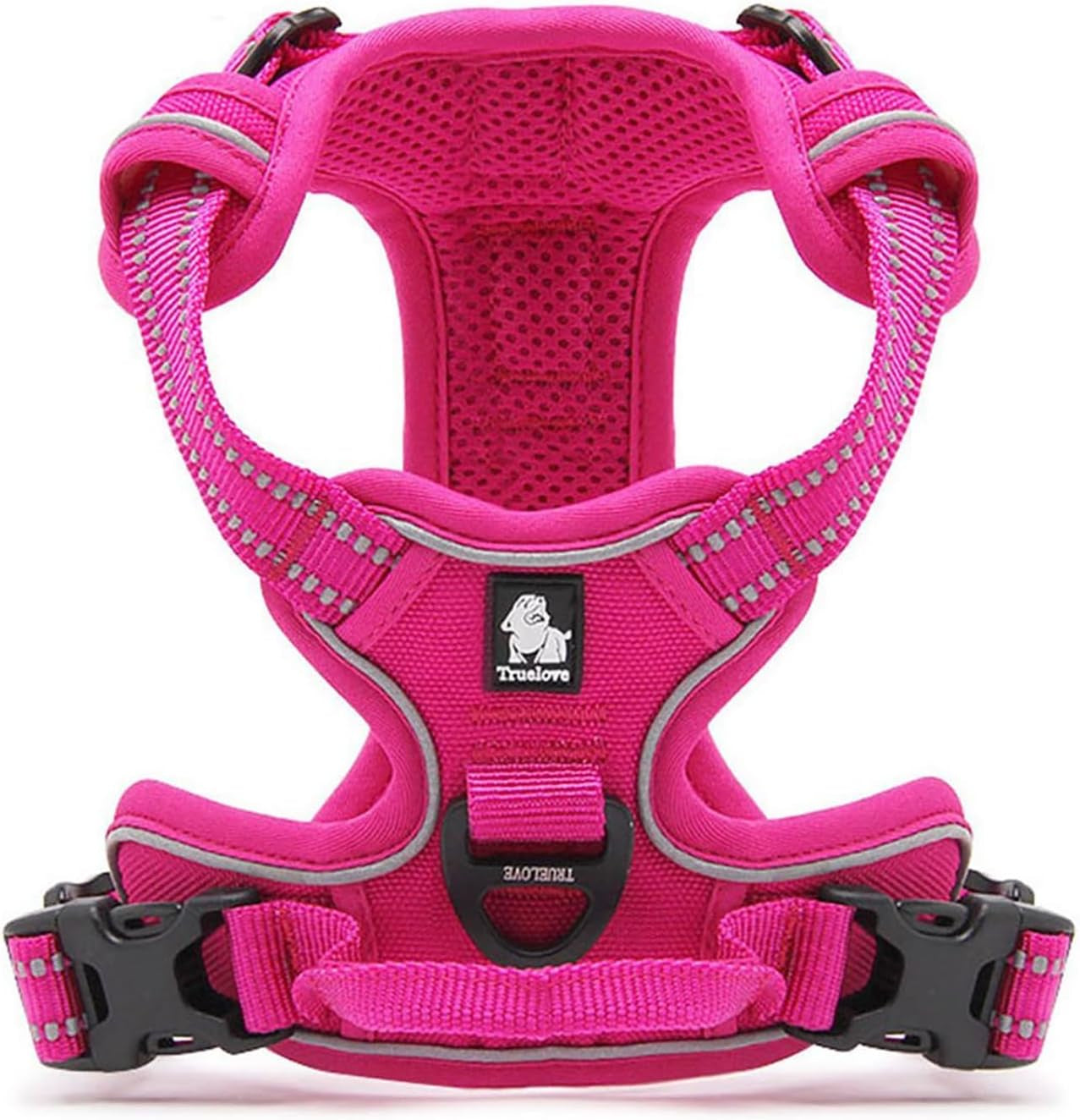Adjustable No-Pull Dog Harness Reflective Pup Vest Harnesses Comfortable Control Brilliant Colors Tlh5651(Fushcia,Xs)