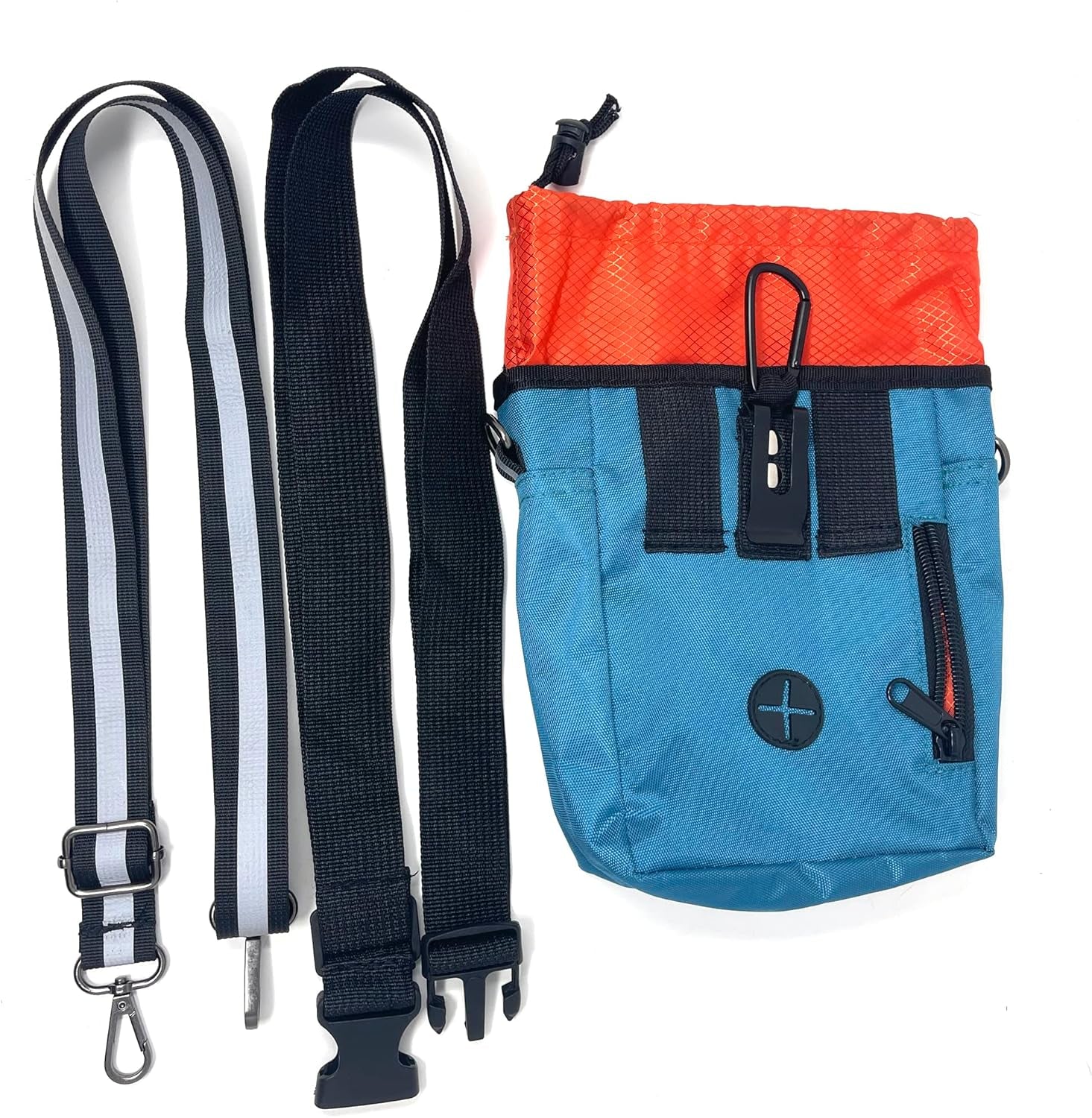 Dog Training Pouch with Training Clicker and Water Bowl - 5 Ways to Wear - Carry Toys, Treats for Positive Reinforcement - Built-In Poop Bag Dispenser (Teal)