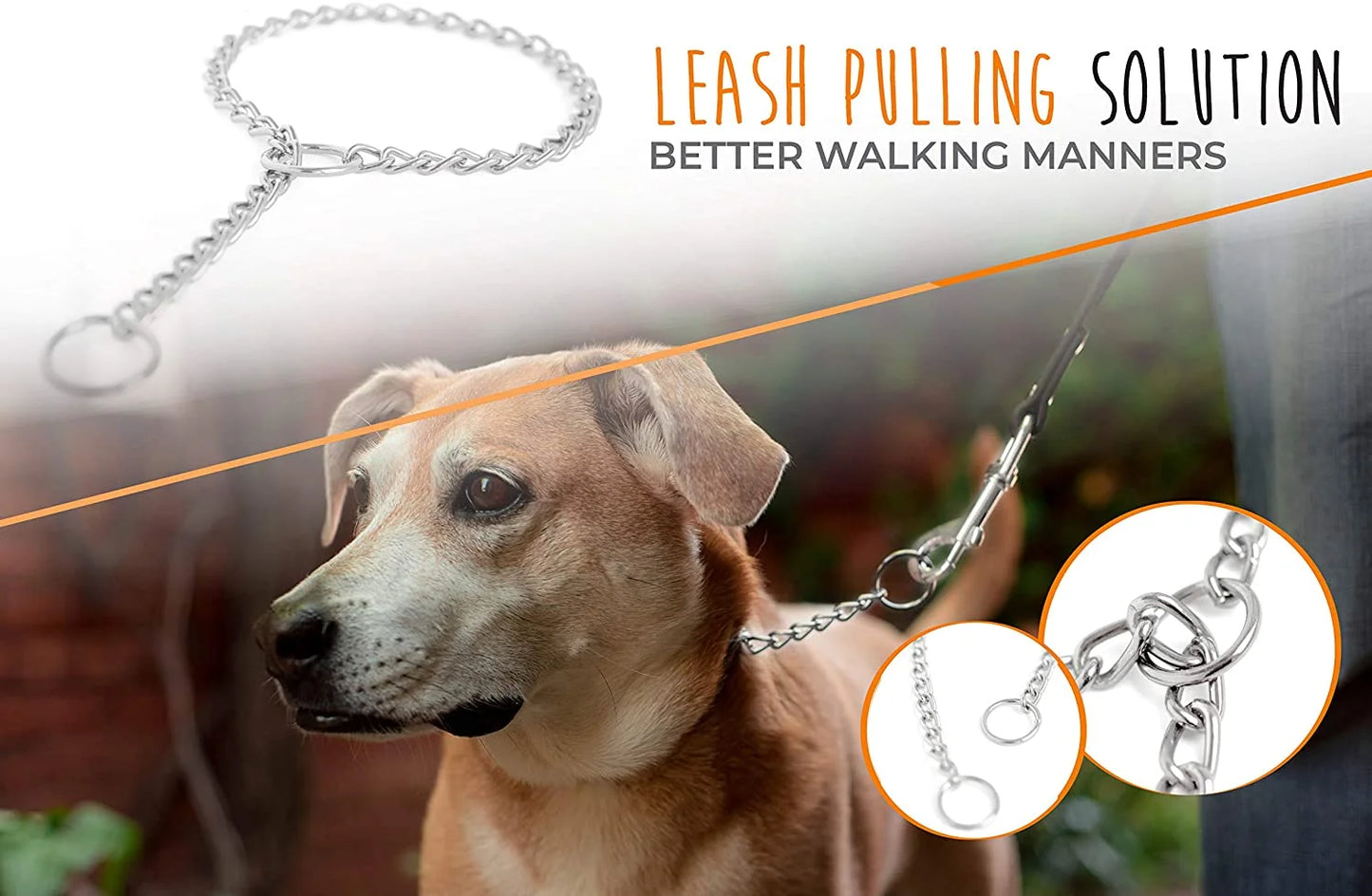 Slip Collar, Dog Training Collar, Stainless Steel Choke Chain Dog Collar, No Pull Dog Collar, Weather Proof, Tarnish Resistant Choker Collar for Dogs, 20"