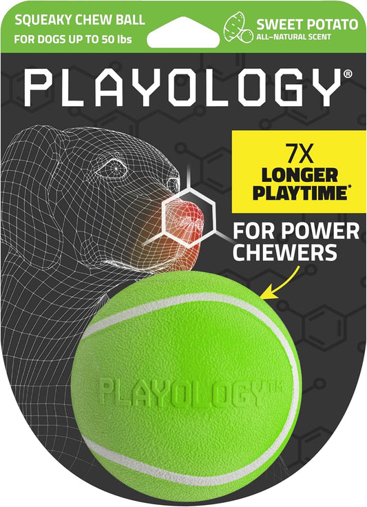Dog Toys | Squeaky Chew Ball - Bouncy Durable Floating Fetch Ball for Dogs | Medium Sweet Potato Scented Toy - Easy to Clean and Made from Non Toxic Materials