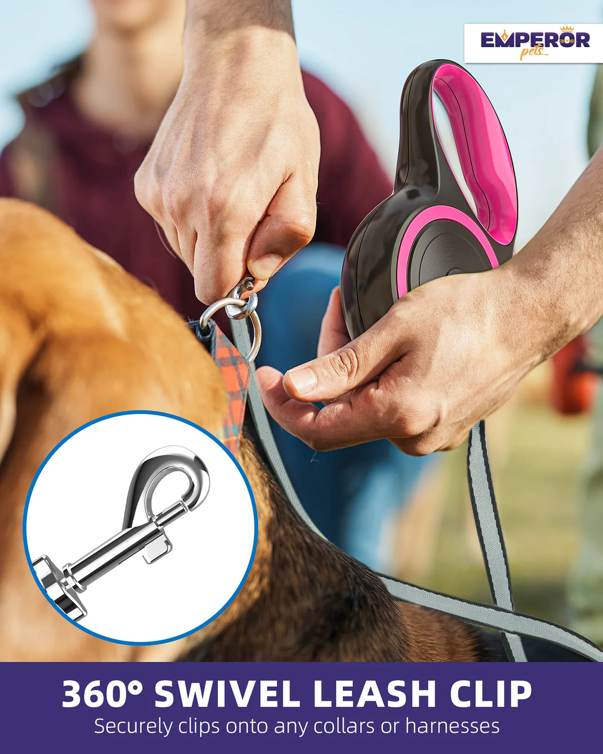 16 Ft Retractable Dog Leash Large Dogs - up to 110Lbs, Large Dog Leash Heavy Duty Dog Leash Retractable 16 Ft - Pink - PK16-50