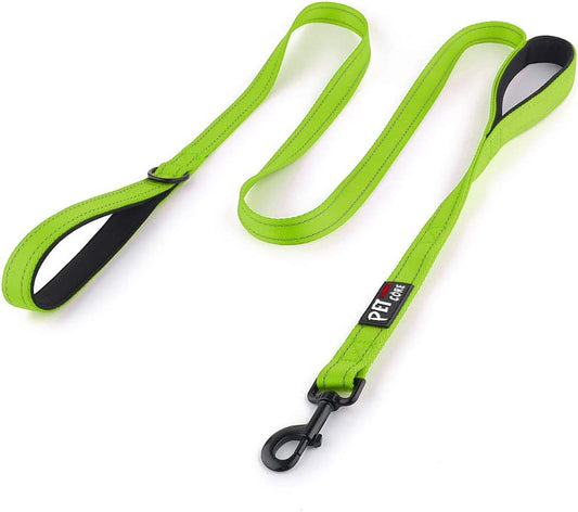 Double Handle Dog Leash 6Ft Long, Padded 2 Handle, Heavy Duty, Reflective Training Leash for Medium Large Dogs, Dual Handle Lead (Green)