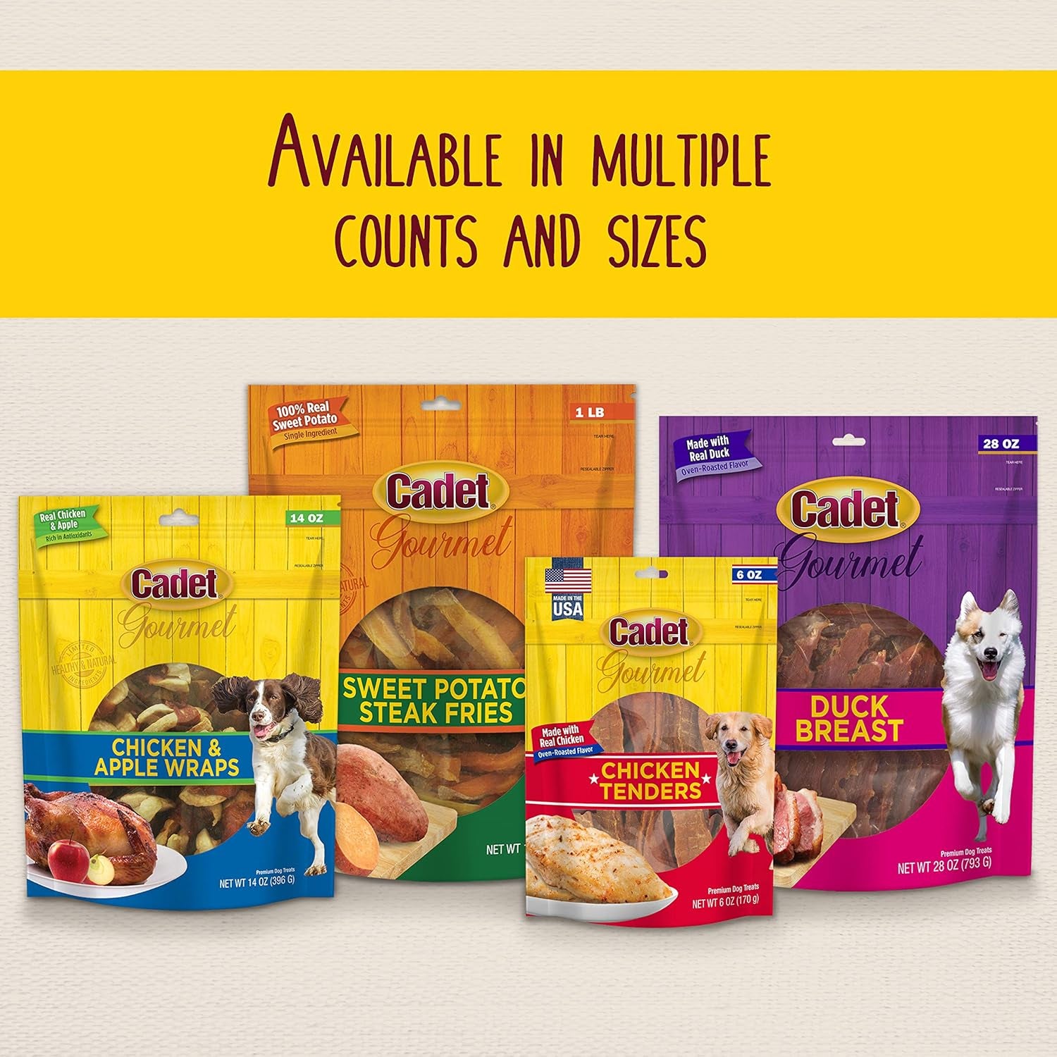 Gourmet Duck Breast Jerky Dog Treats, Healthy, Long-Lasting High-Protein Training Treats for Small & Large Dogs, 40 Oz.