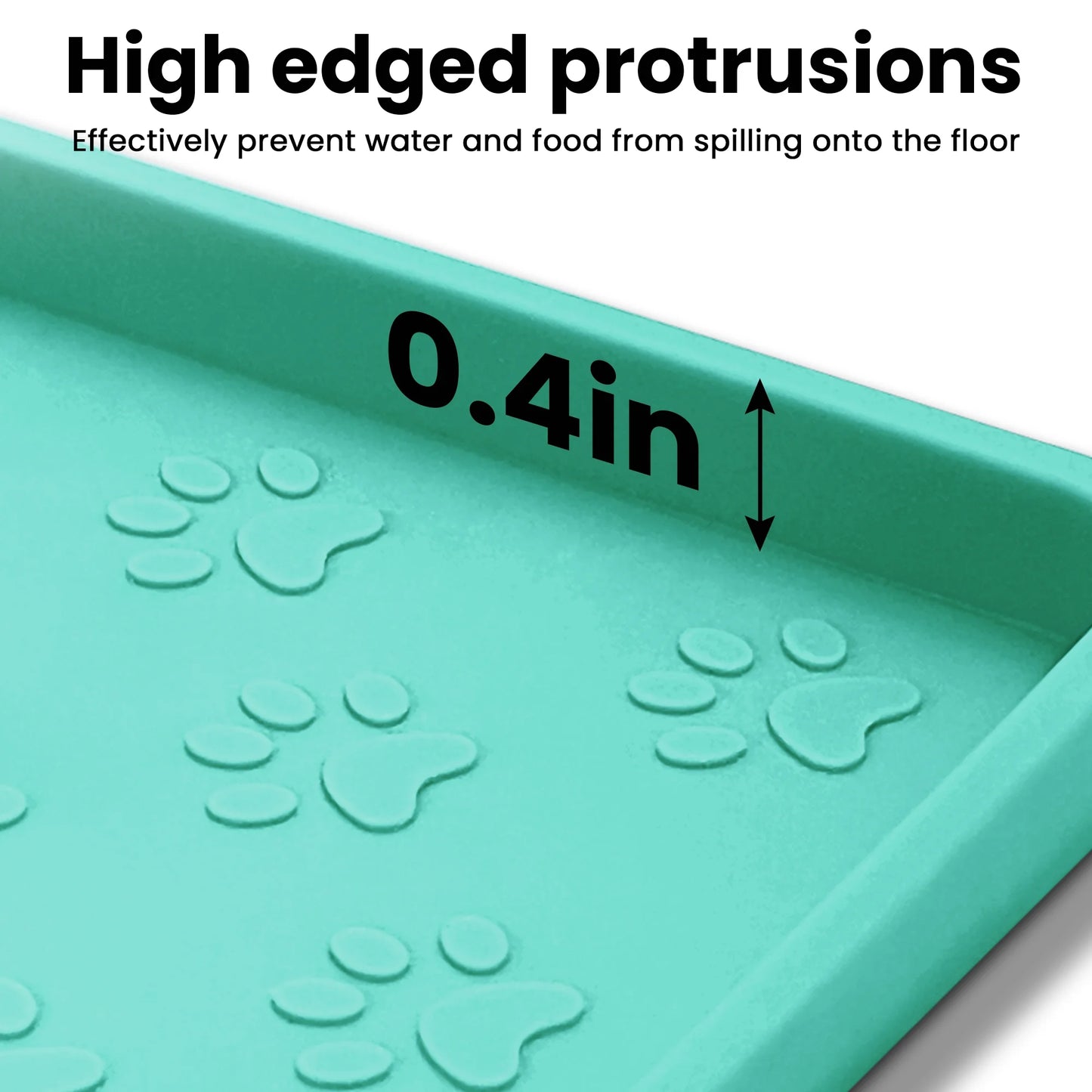 Silicone Dog Food Mat, Pet Placemat for Prevent Feeding Spills, Waterproof Dog Bowl Mats for Food and Water, Cat Food Mat for Pet Feeder, Green