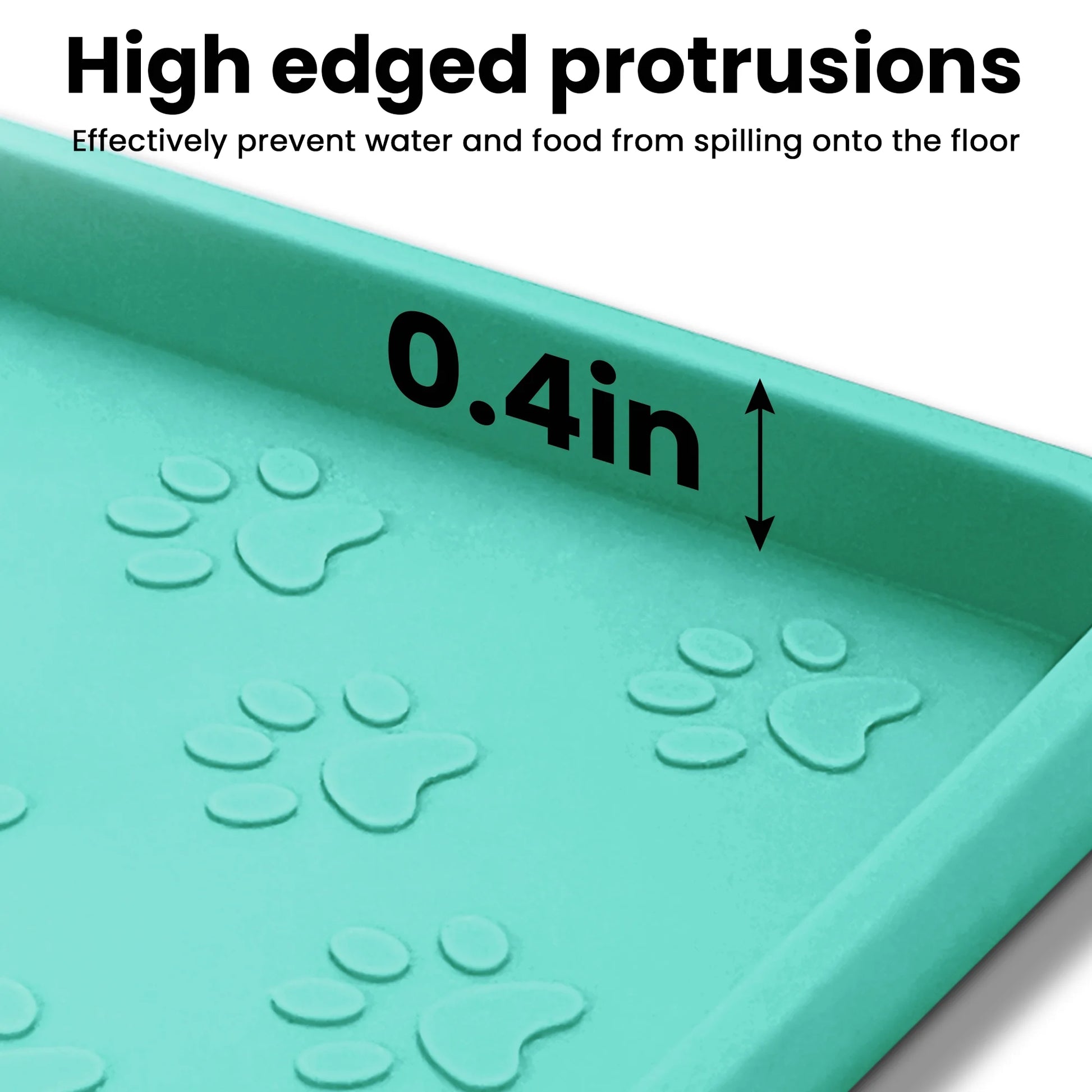 Silicone Dog Food Mat, Pet Placemat for Prevent Feeding Spills, Waterproof Dog Bowl Mats for Food and Water, Cat Food Mat for Pet Feeder, Green