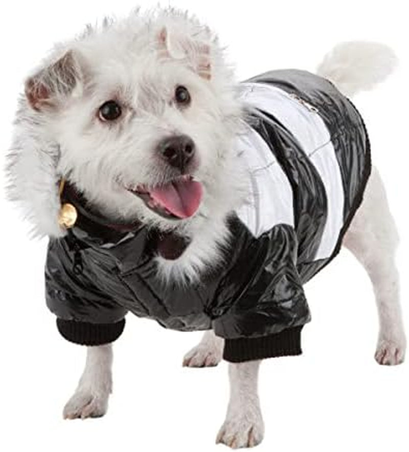 ® Stripe Patterned Plush Fashion 3M Thinsulate Insulated Winter Dog Coat Jacket Parka with Removable Hood