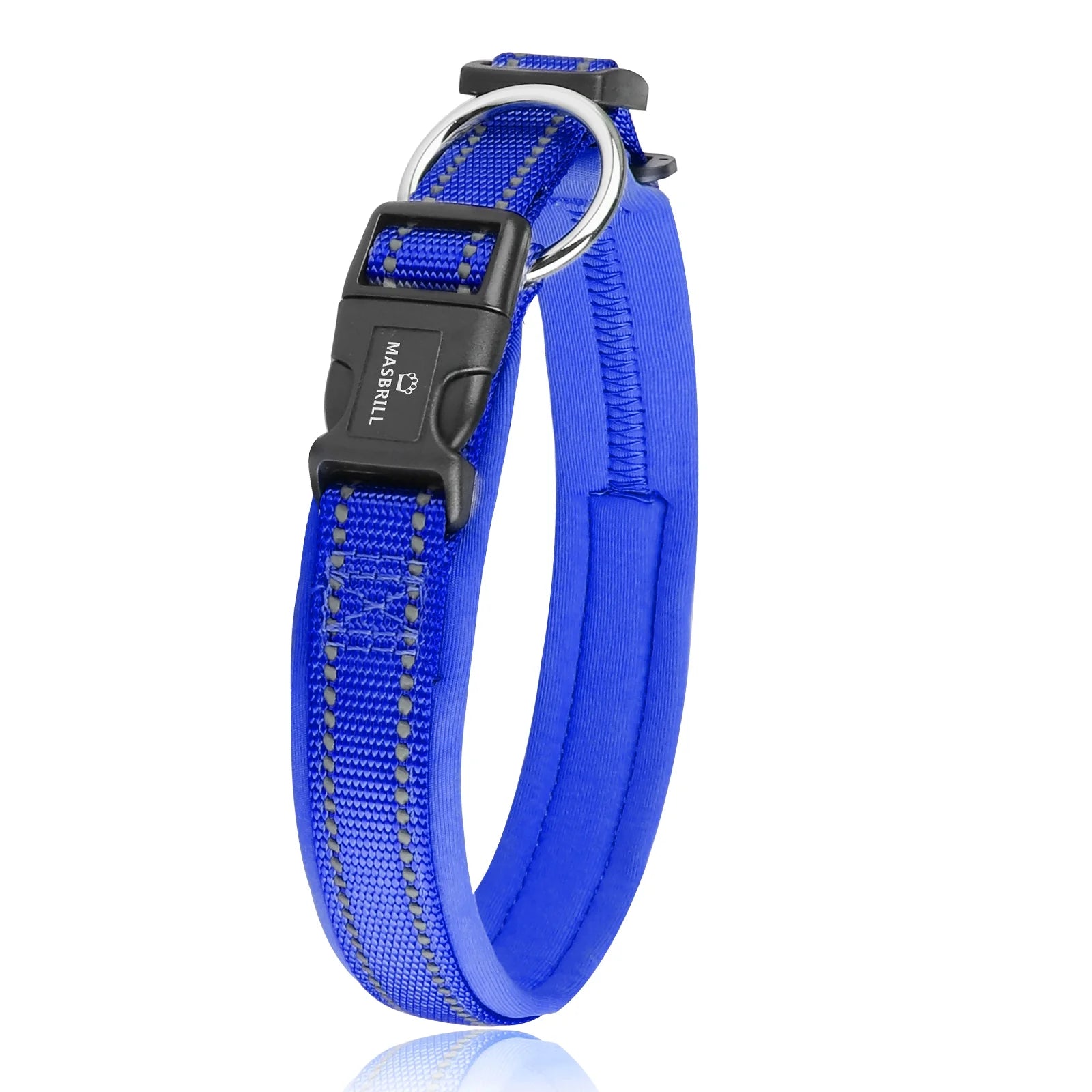 Dog Collar for Small Dog with Tag Reflective Soft Neoprene Padded Breathable and Adjustable Collar, Odour Resistant and Fast Drying-Blue-S