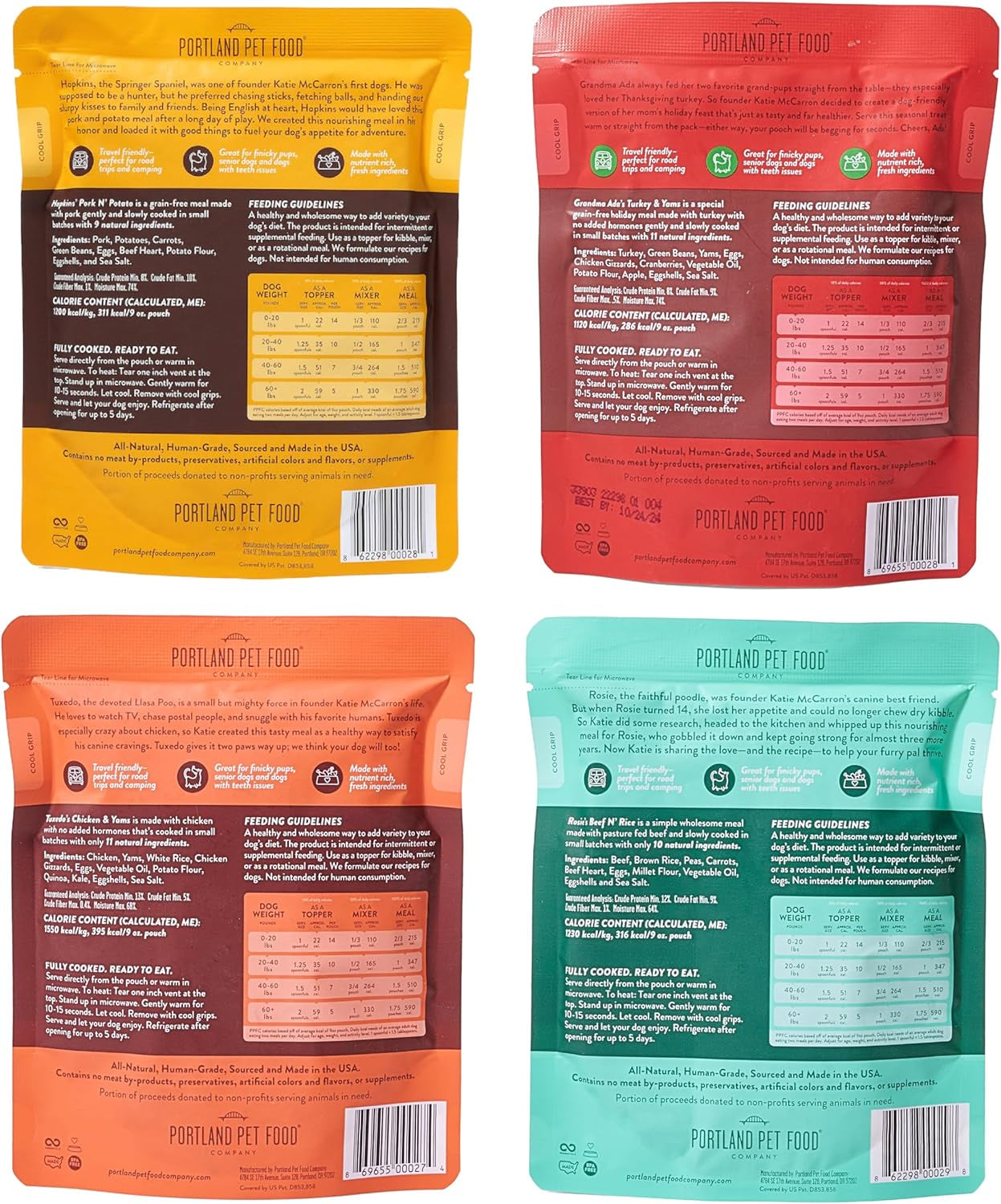 Fresh Dog Food Pouches - Human-Grade Topper Mix-Ins & Wet Pet Meals - Small & Large Breed Puppy & Senior Dogs - Gluten-Free Limited Ingredient Meal Toppers - 8 Pack Variety