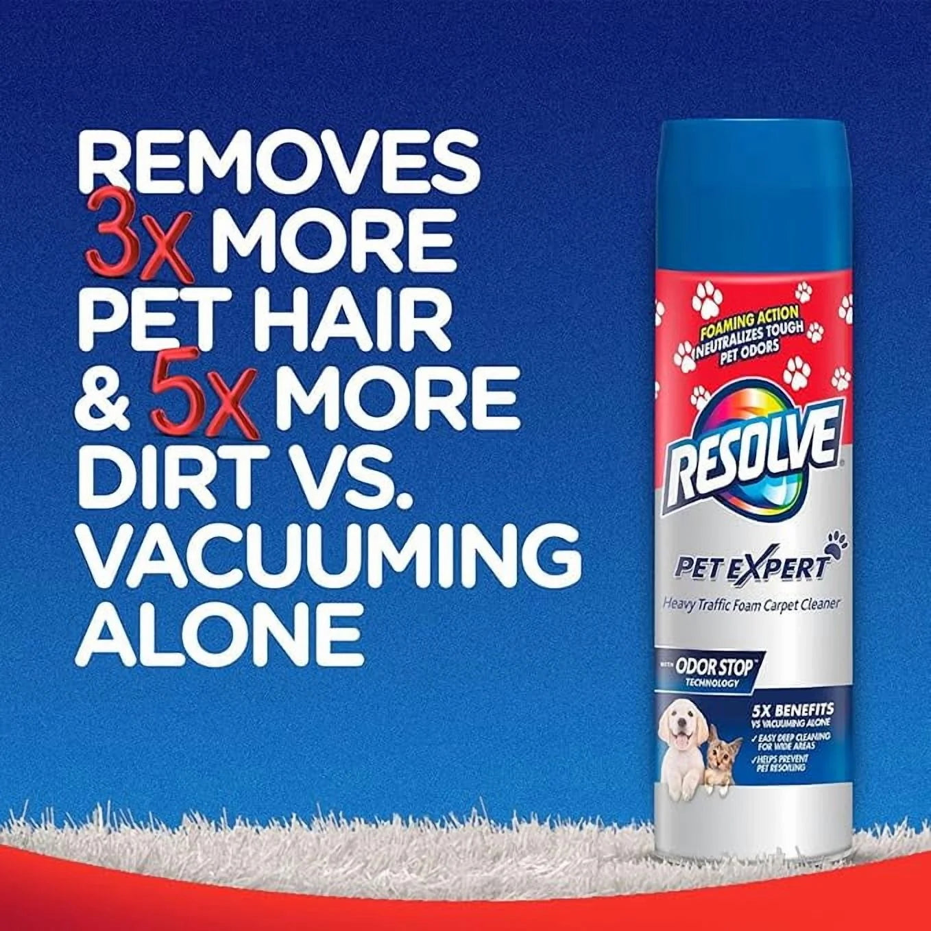Pet High Traffic Carpet Stain Cleaner Solution and Odor Remover Foam, 22Oz