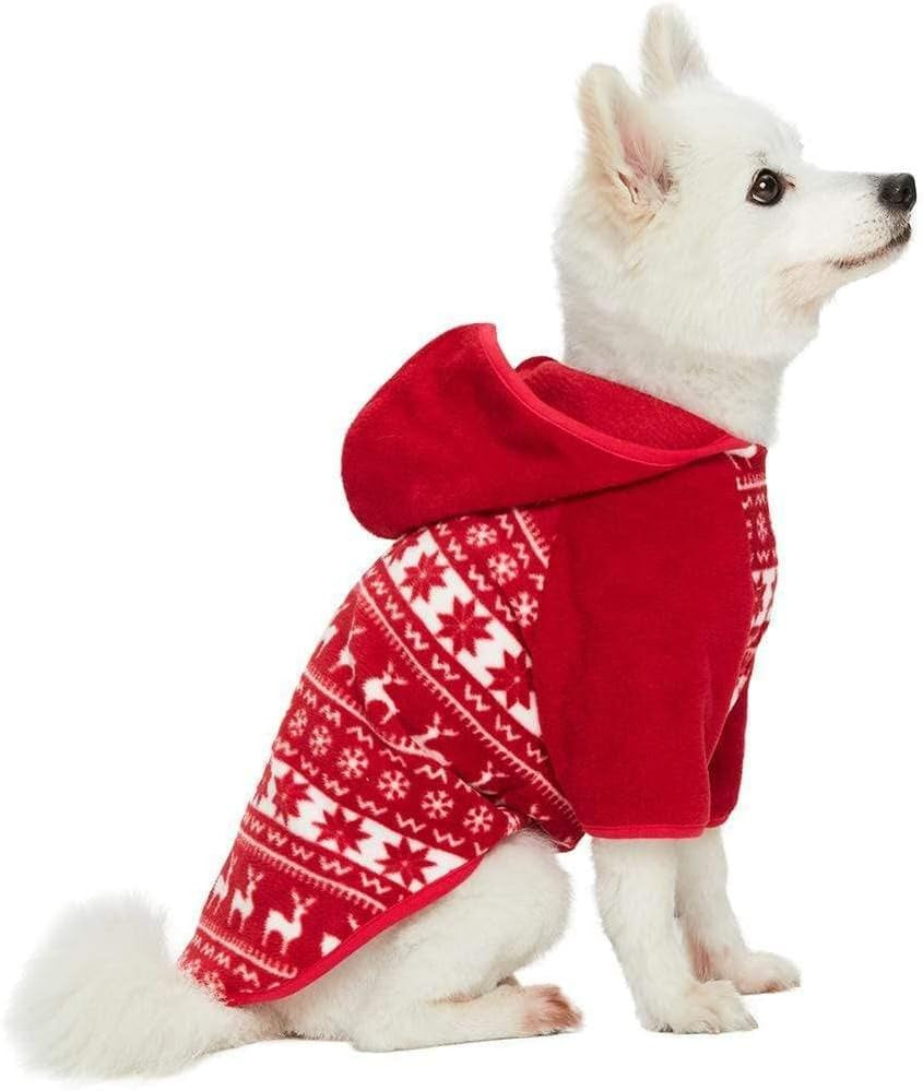 Ugly Christmas Sweater Hoodie, Soft Reindeer Snowflake Dog Clothes, Holiday Dog Christmas Sweater, 12" Hoodie for Small Puppy, Match Family Outfit, Award Winning