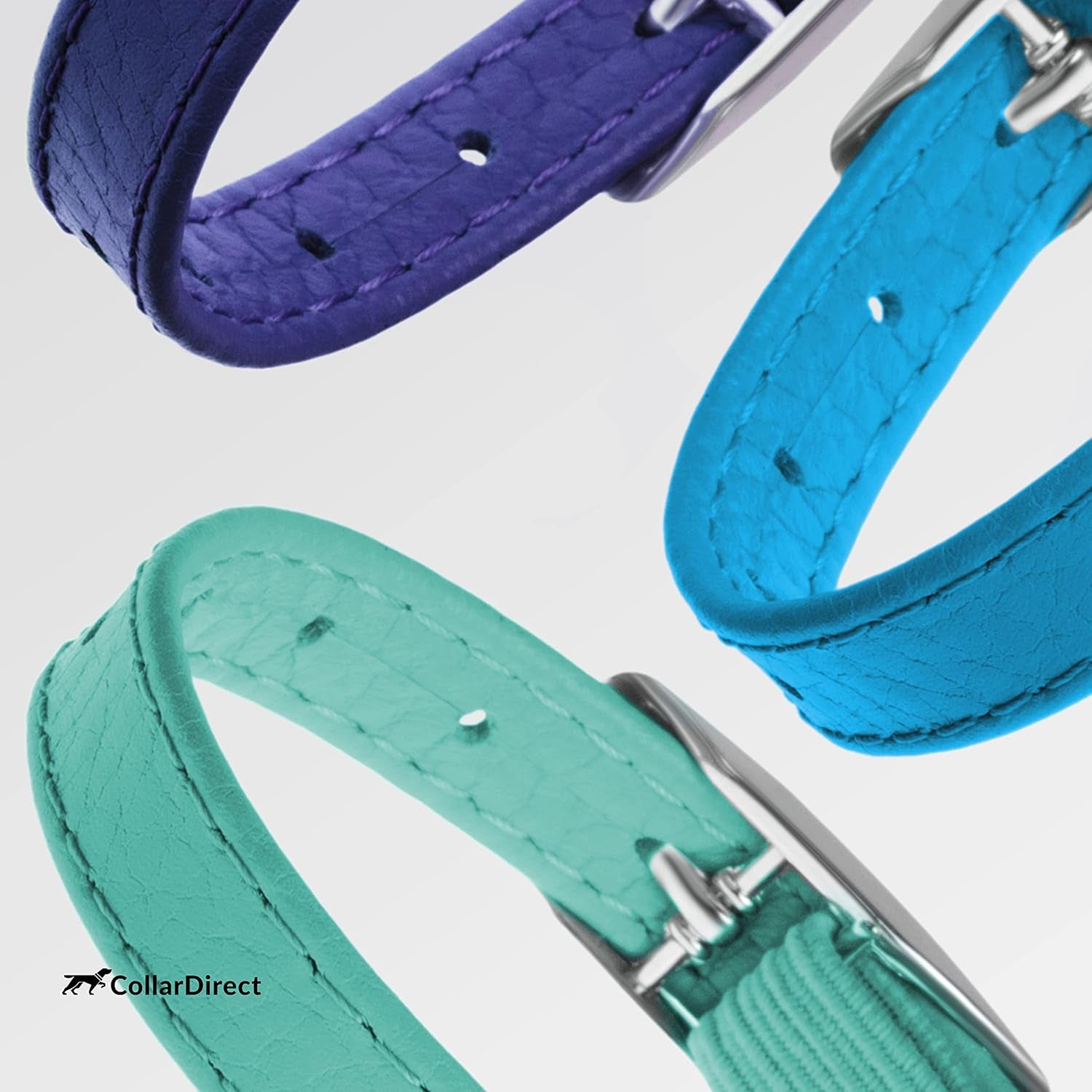 Leather Cat Collar, Kitten Collar with Removable Bell Black Blue Red Orange Lime Green (8-11 Inch, Light Blue)