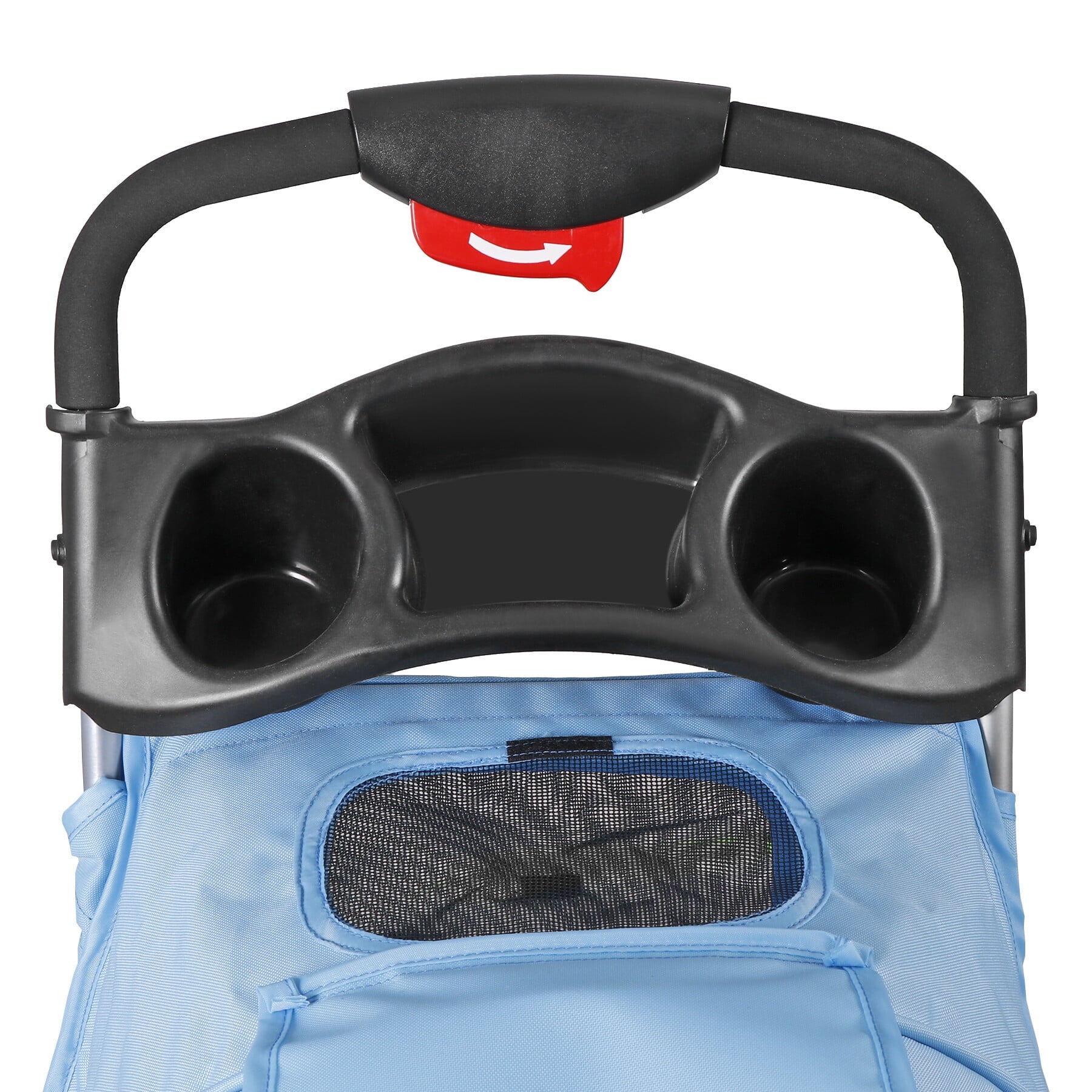 3 Wheels Foldable Pet Stroller for Small Dog Max. 33Lbs W/Storage Basket, Blue