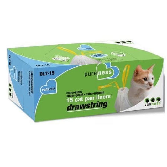 , Cat Litter Box Liners with Drawstring, Extra-Giant, 15 Count