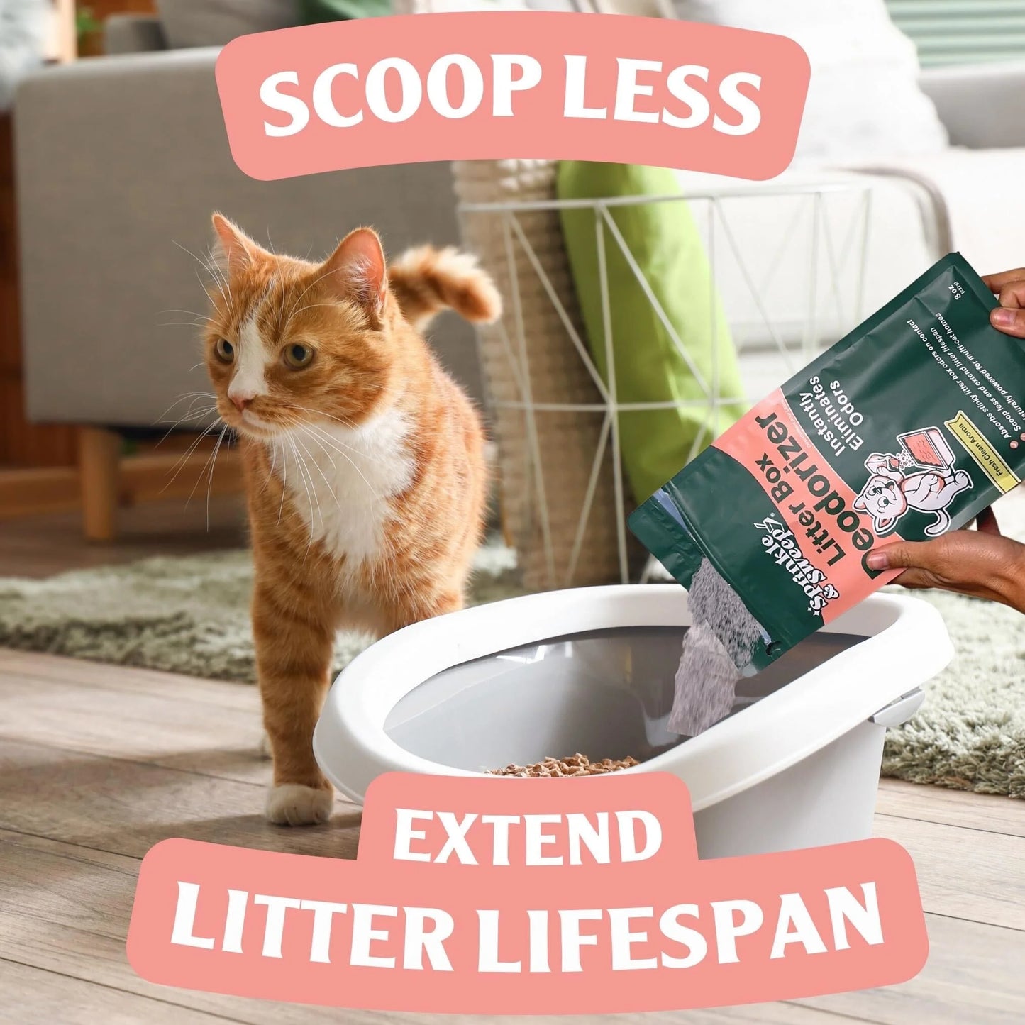Litter Box Deodorizer – Cat Odor Eliminator for Litter Box & Instantly Removes Foul Smells and Urine Odors