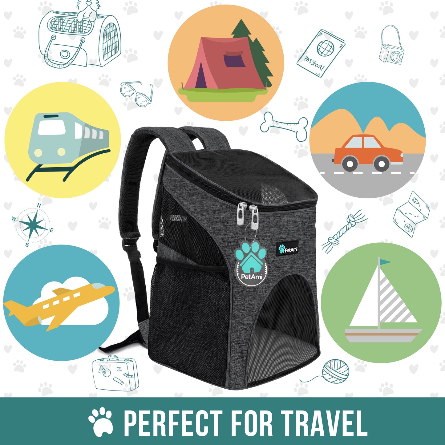 Premium Pet Carrier Backpack, Charcoal Gray