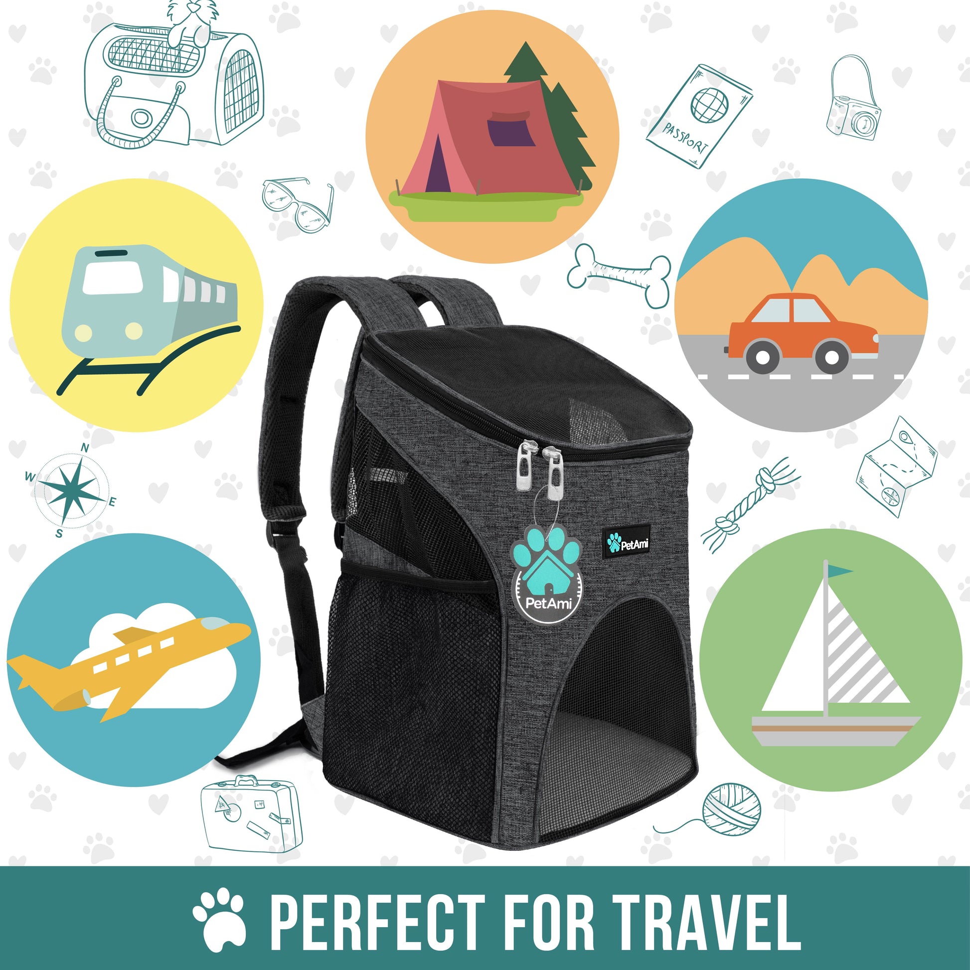 Premium Pet Carrier Backpack, Charcoal Gray