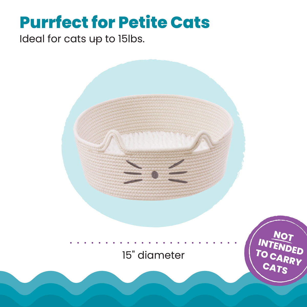Bed & Basket Retreat 2-In-1 Cat Bed with Removable Cushion, Plush Cotton Rope, White, 15 in – Versatile Pet Bed and Toy Storage Basket