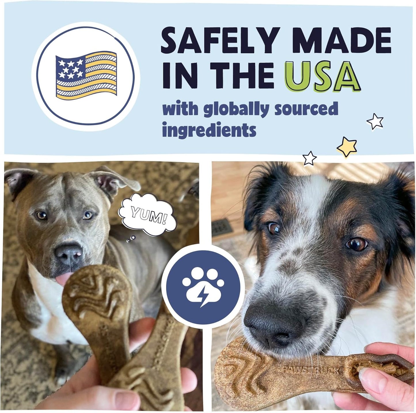Natural Dental Chews for Medium Large Dogs & Puppies - Vet Recommended Brush Stick Treats Made in USA Breath Freshener to Improve Oral Hygiene & Clean Teeth - 30 Count - Packaging May Vary