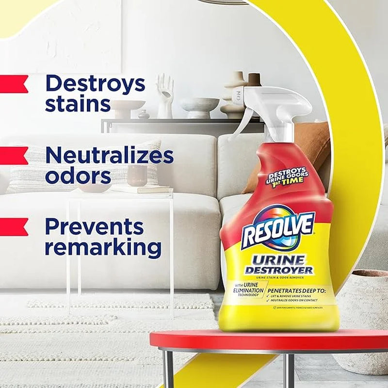 Urine Destroyer Carpet Pet Stain Cleaner Solution and Odor Remover Spray, 32 Oz